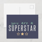 Je bent een Superster | Modern Navy Gold Star Hero Briefkaart (Voorkant / Achterkant)