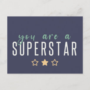 Je bent een Superster   Modern Navy Gold Star Hero Briefkaart