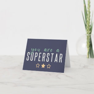 Je bent een Superster   Modern Navy Gold Star Hero Kaart