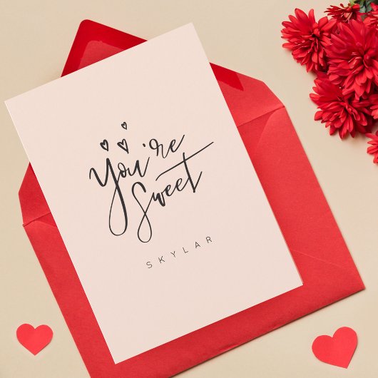Je bent een Sweet Blush Moderne Calligrafie Valent Feestdagen Kaart