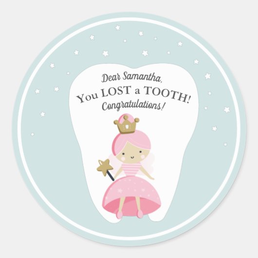 Je bent een Tooth gepersonaliseerde Tooth Fairy St Ronde Sticker (Voorkant)