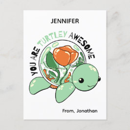 Je bent een Turtley Geweldige Bloemsappige Schildp Briefkaart