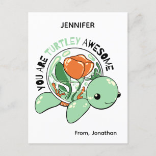 Je bent een Turtley Geweldige Bloemsappige Schildp Briefkaart