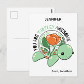 Je bent een Turtley Geweldige Bloemsappige Schildp Briefkaart (Voorkant / Achterkant)