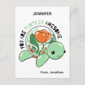 Je bent een Turtley Geweldige Bloemsappige Schildp Briefkaart (Voorkant)
