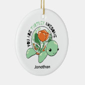 Je bent een Turtley Geweldige Bloemsappige Schildp Keramisch Ornament (Rechts)