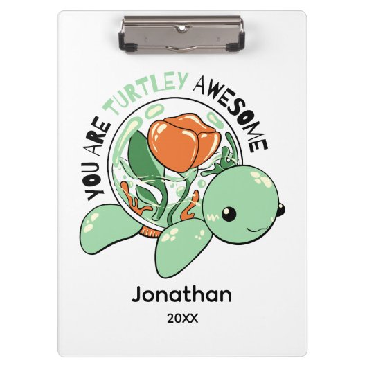 Je bent een Turtley Geweldige Bloemsappige Schildp Klembord (Voorkant)
