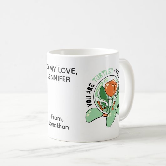 Je bent een Turtley Geweldige Bloemsappige Schildp Koffiemok (Voorkant rechts)