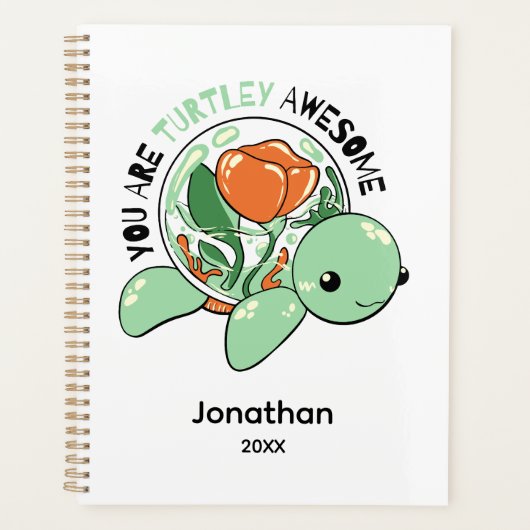Je bent een Turtley Geweldige Bloemsappige Schildp Planner (Voorkant)