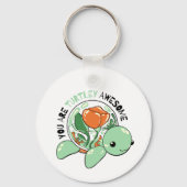 Je bent een Turtley Geweldige Bloemsappige Schildp Sleutelhanger (Achterkant)
