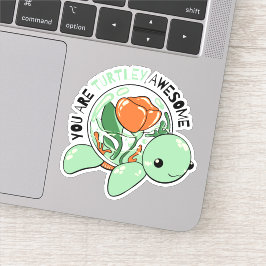 Je bent een Turtley Geweldige Bloemsappige Schildp Sticker