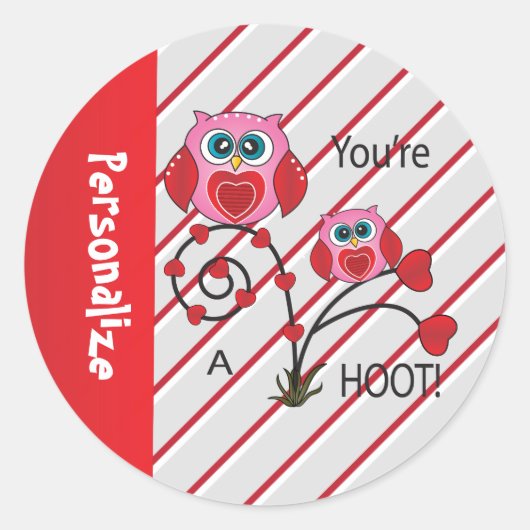 Je bent een uil van Valentijn Ronde Sticker (Voorkant)