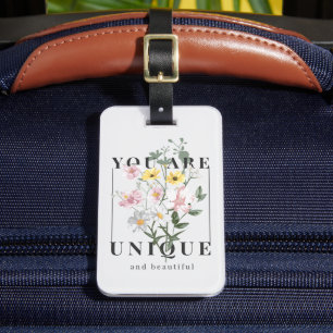 Je bent een unieke Floral Slogan Bagagelabel