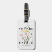 Je bent een unieke Floral Slogan Bagagelabel (Voorkant verticaal)