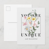 Je bent een unieke Floral Slogan Briefkaart (Voorkant / Achterkant)