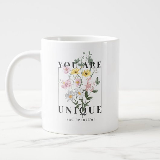 Je bent een unieke Floral Slogan Grote Koffiekop (Links)