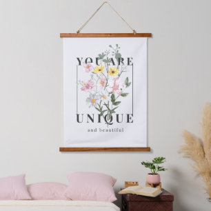 Je bent een unieke Floral Slogan Hangend Wandkleed