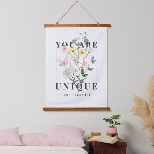 Je bent een unieke Floral Slogan Hangend Wandkleed (Slaapkamer)
