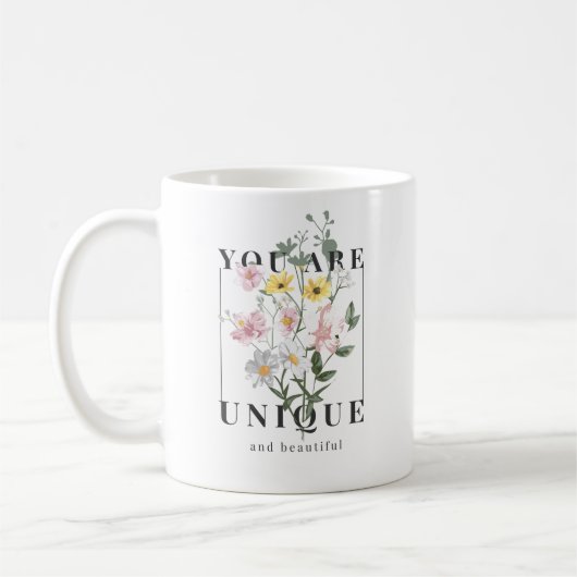 Je bent een unieke Floral Slogan Koffiemok (Links)
