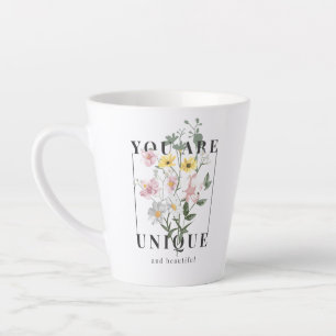 Je bent een unieke Floral Slogan Latte Mok