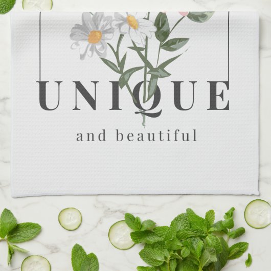 Je bent een unieke Floral Slogan Theedoek (Gevouwen)
