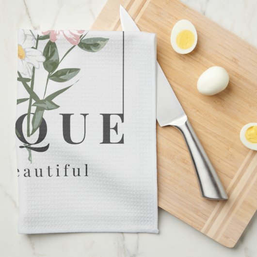 Je bent een unieke Floral Slogan Theedoek (Quarter Fold)