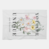 Je bent een unieke Floral Slogan Theedoek (Horizontaal)