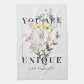 Je bent een unieke Floral Slogan Theedoek (Verticaal)