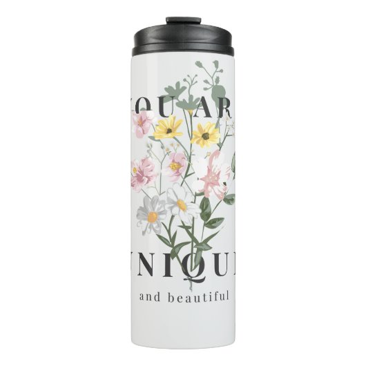 Je bent een unieke Floral Slogan Thermosbeker (Voorkant)