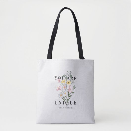 Je bent een unieke Floral Slogan Tote Bag (Voorkant)
