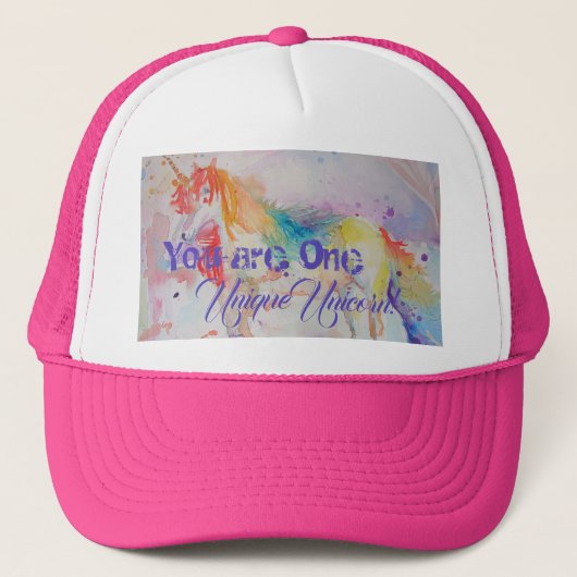 Je bent een unieke Unicorn! Meisjes Paarse Unicorn Trucker Pet (Voorkant)