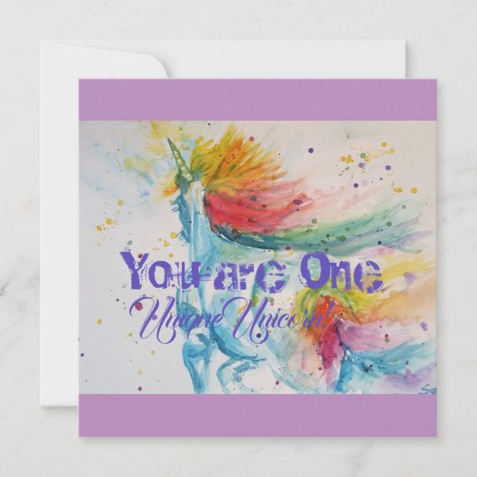 Je bent een unieke Unicorn! RegenboogWaterverf (Voorkant)