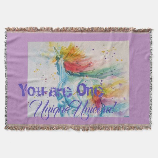 Je bent een unieke Unicorn! RegenboogWaterverf Deken (Voorkant)
