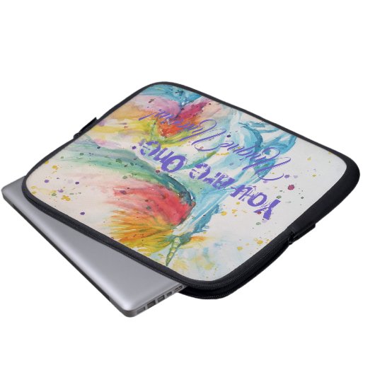 Je bent een unieke Unicorn! RegenboogWaterverf Laptop Sleeve (Voorkant onderkant)