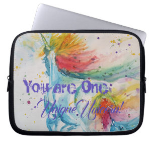 Je bent een unieke Unicorn! RegenboogWaterverf Laptop Sleeve