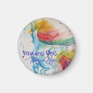 Je bent een unieke Unicorn! RegenboogWaterverf Magneet