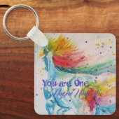 Je bent een unieke Unicorn! RegenboogWaterverf Sleutelhanger (Voorkant)