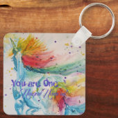 Je bent een unieke Unicorn! RegenboogWaterverf Sleutelhanger (Achterkant)