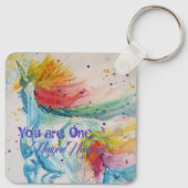Je bent een unieke Unicorn! RegenboogWaterverf Sleutelhanger (Achterkant)