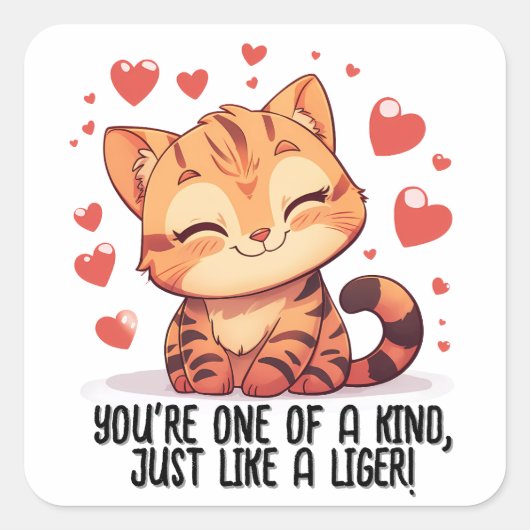 Je bent een van een soort...Liger Valentijnsdag Vierkante Sticker (Voorkant)