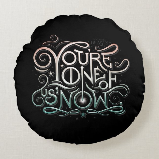 Je bent een van ons nu kleurrijk grafisch rond kussen (Voorkant)