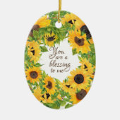 Je bent een Zegen voor Mij Zonnebloem Keramisch Ornament (Voorkant)