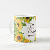 Je bent een Zegen voor Mij Zonnebloem Koffiemok (Voorkant links)