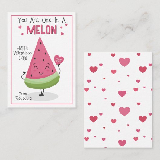 Je bent er een in een Melon Valentijns klaslokaal  Notitiekaartje (Voorkant / Achterkant)