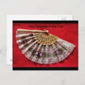 Je bent fantastisch! Oranje Hand Held Fan Briefkaart (Voorkant / Achterkant)