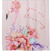 Je bent Flamazing - Floral Flamingo|Kleur Bars Douchegordijn (Voorkant)