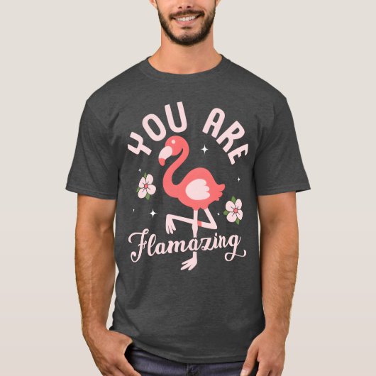 Je bent Flamazing Pink Bird Schattigee retro T-shirt (Voorkant)