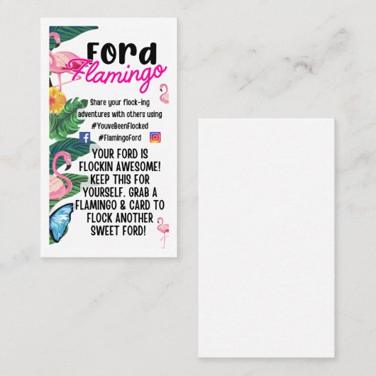 Je bent Flamingo’s Truck Kaarten Labels geweest (Voorkant / Achterkant)