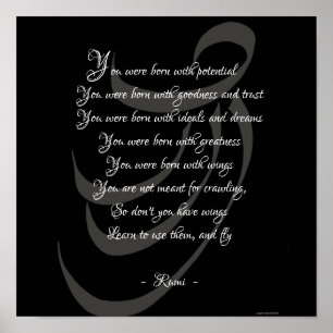 Je bent geboren met vleugels Rumi wijsheid Poster