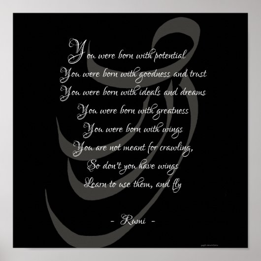 Je bent geboren met vleugels Rumi wijsheid Poster (Voorkant)